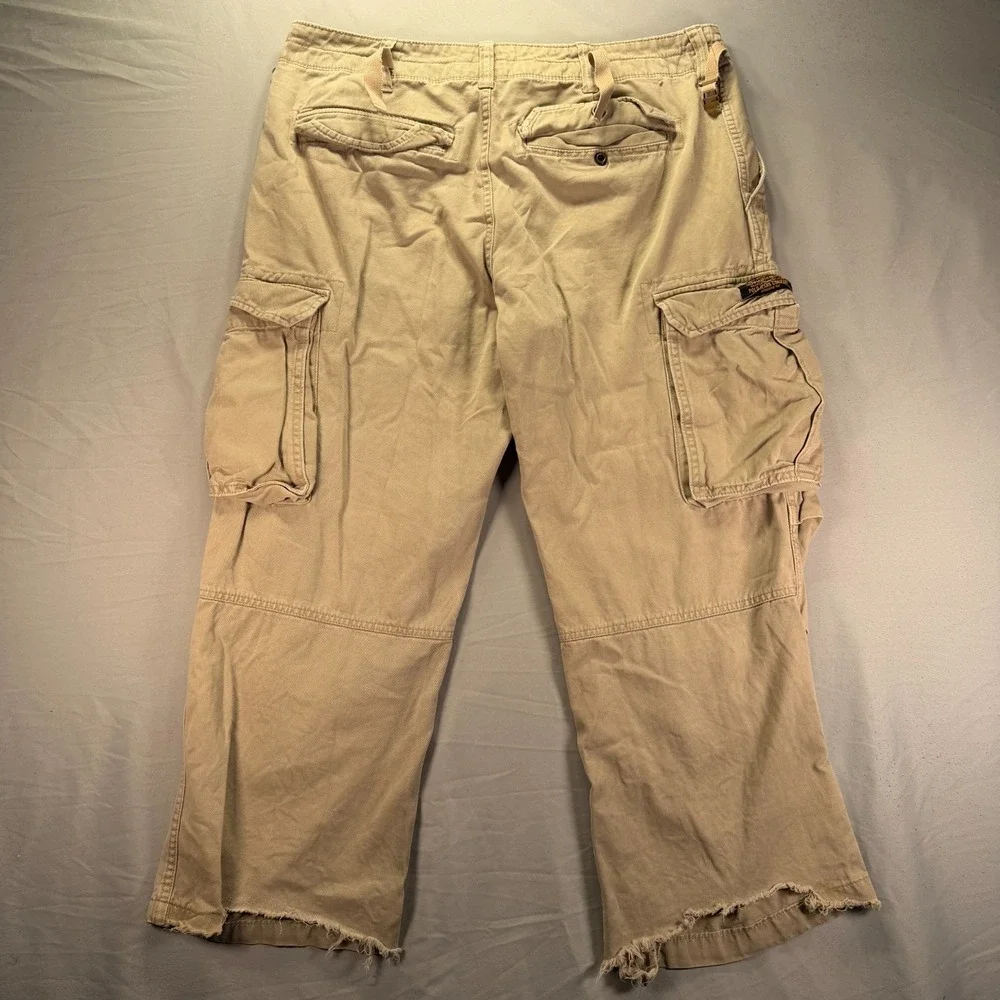 Vintage Y2K Polo Ralph Lauren Cargo Pants Mens 34x28 Beige Paratrooper Pockets